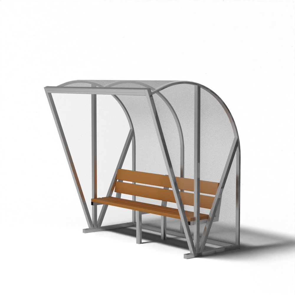 Dugout van 2 meter met transparante achter- en zijwanden en een Meranti houten zitbank, geschikt voor 4 personen.