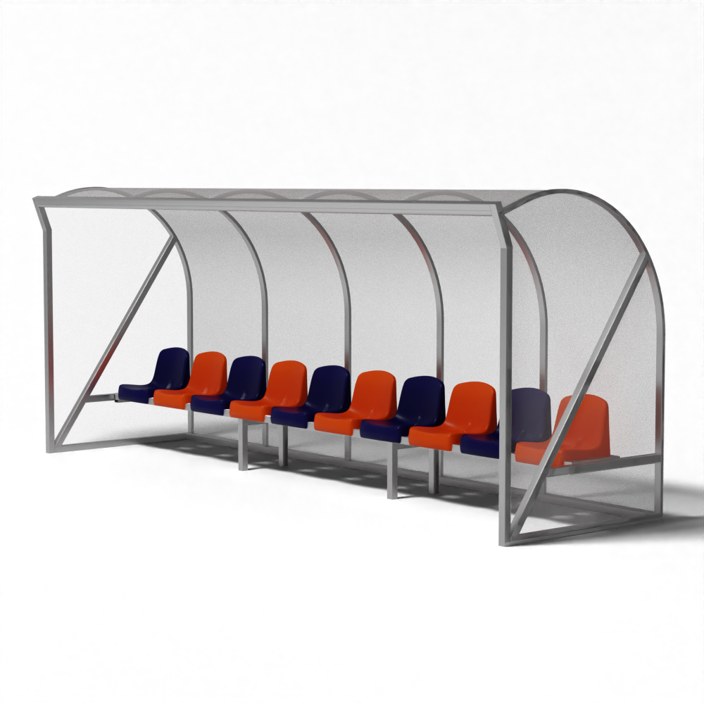 Düsseldorf hockey dugout van SKOR met gesloten zijkanten