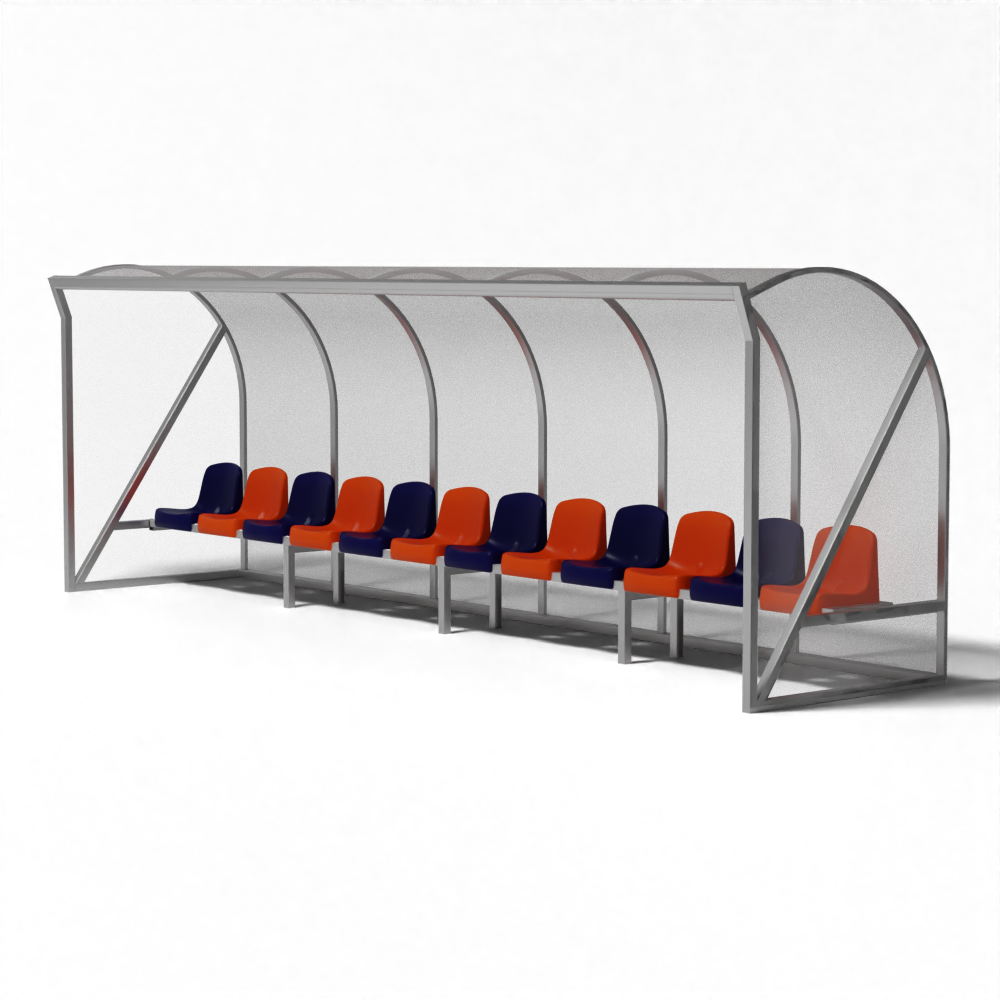 Duurzame aluminium SKOR hockey dugouts Düsseldorf voor sportaccommodaties