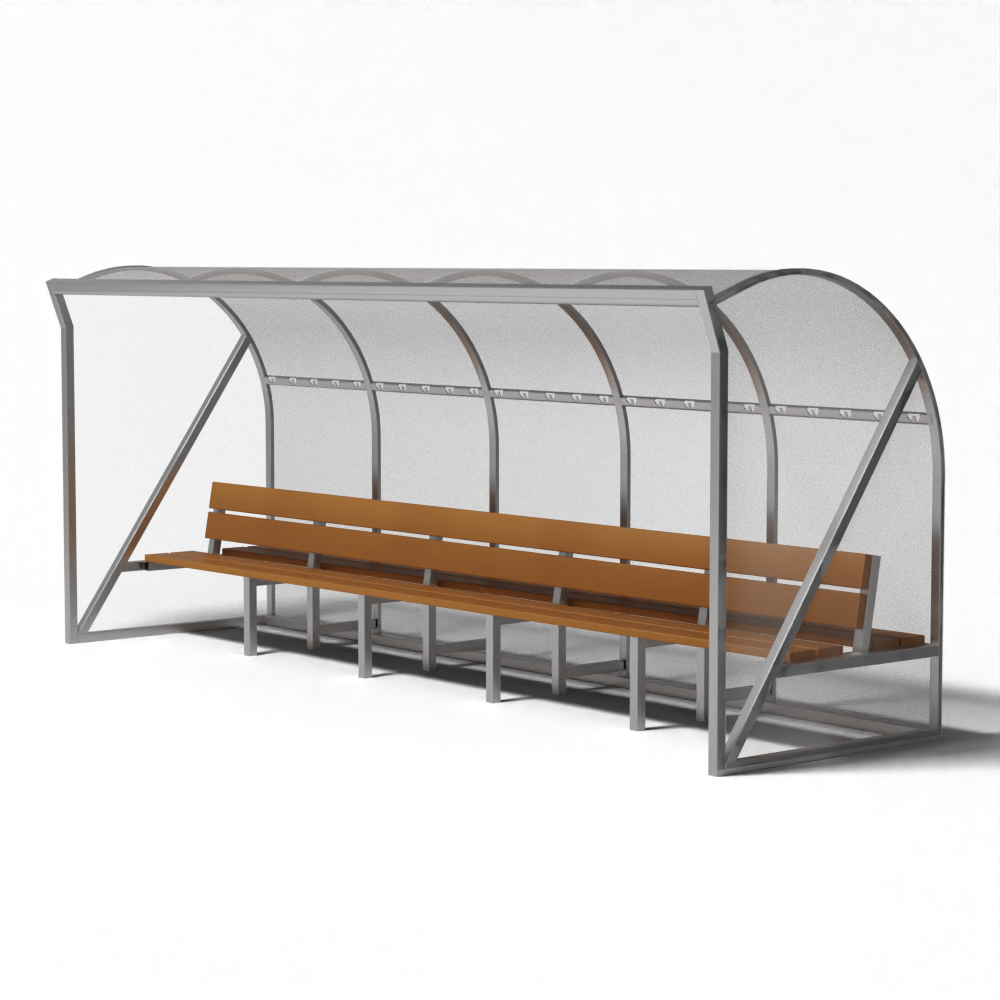 SKOR aluminium hockey dugout Düsseldorf in prefab uitvoering