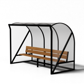 Aluminium hockey dugout Montrouge met meranti bank van SKOR