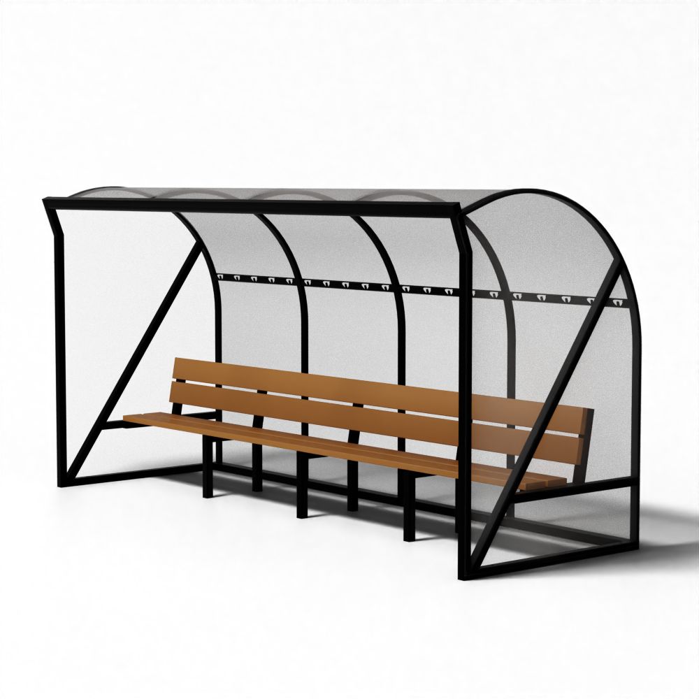 Dugouts van aluminium met houten zitbanken type Montrouge van SKOR