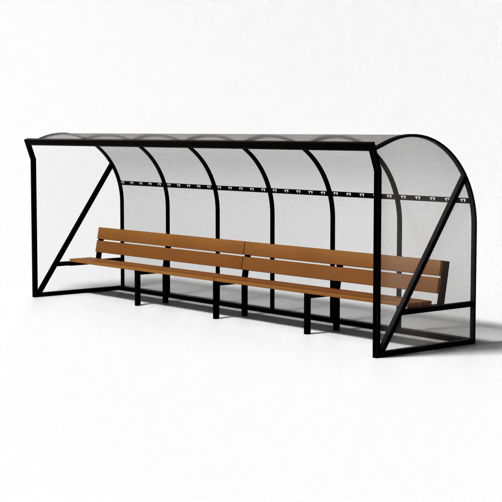 Hockey dugout Montrouge met robuuste aluminium constructie van SKOR